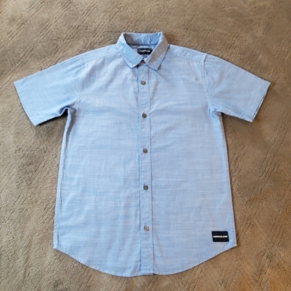 Calvin Klein Jeans Kid's Casual Blue Short Sleeve Shirt